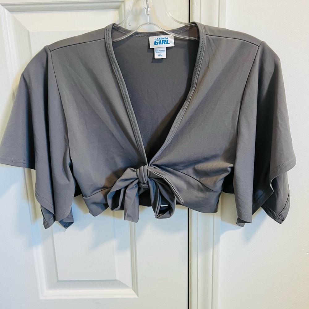 Lasenza Girl Gray Tie-Front Crop Top